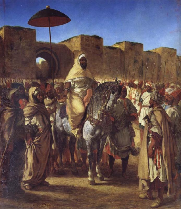 Eugene Delacroix Mulay Abd al-Rahman,Sultan of Morocco,Leaving his palace in Meknes,Surrounded by his Guard and his Chief Officers oil painting picture